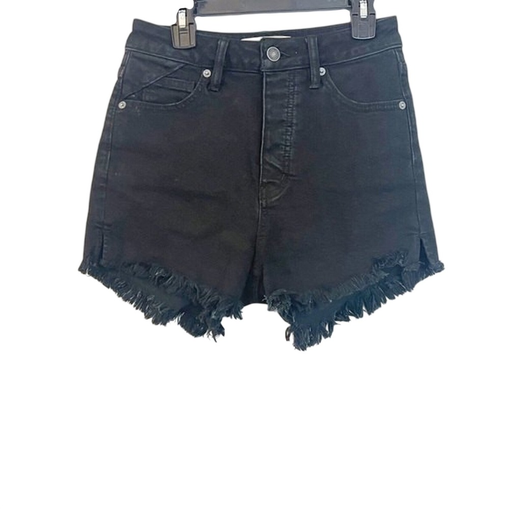 Free People We The Free CRVY Makai Cut Off Denim Shorts Black Size 24 High Rise
